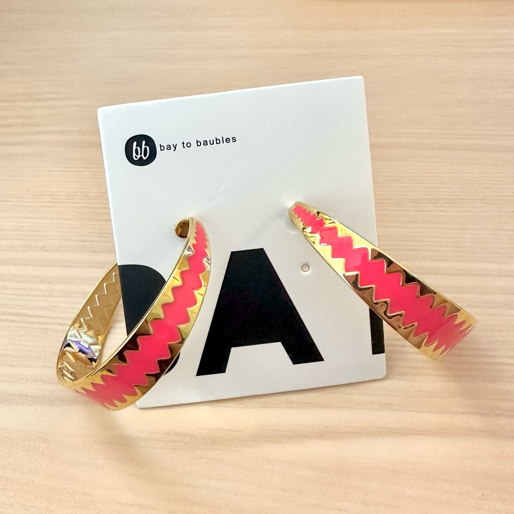 Bay To Baubles - Noel Enamel Metal Hoop Earrings